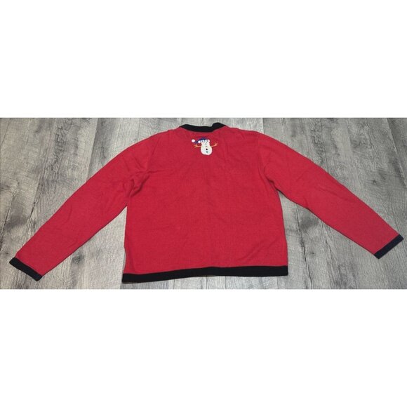 Vintage Jack B Quick Christmas Cardigan Sweater Womens Large Snowman Sequins 90s - Picture 2 of 10